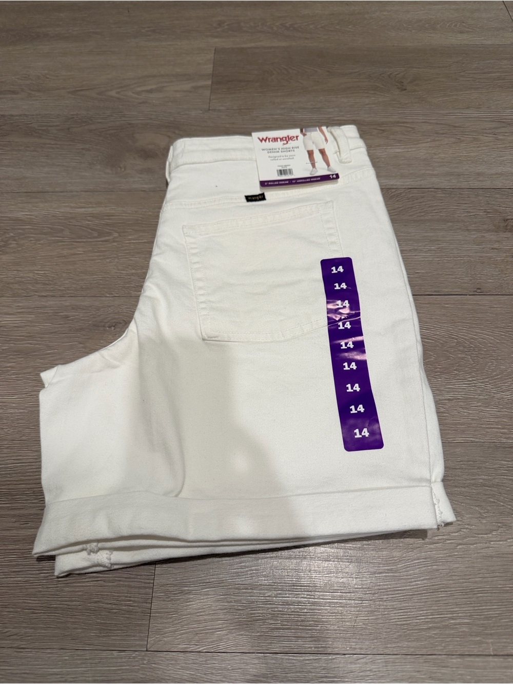 Wrangler Women White High-Rise Denim Shorts